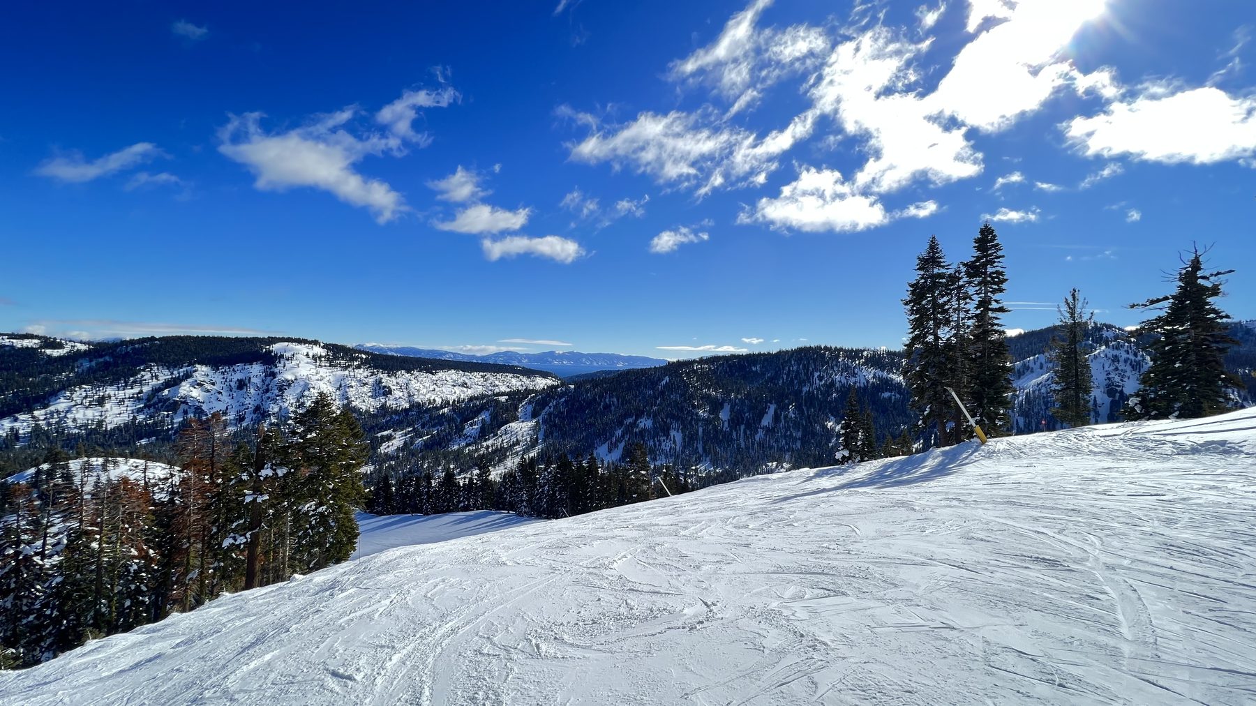 Palisades Tahoe on a bluebird powder day